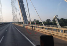 Provokáló helyen biciklizett valaki a Megyeri hídon