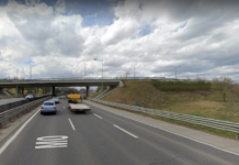 Baleset az M0-on a Megyeri híd után, Dunakeszi magasságában