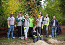 A Szerencsejáték Zrt. munkatársai fákat ültettek a készülő befogadó játszótérre